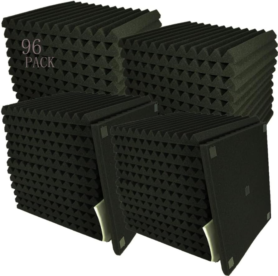 96 Pack 12" X 12" X 1" Acoustic Panels Studio Soundproofing Foam Wedge Tiles