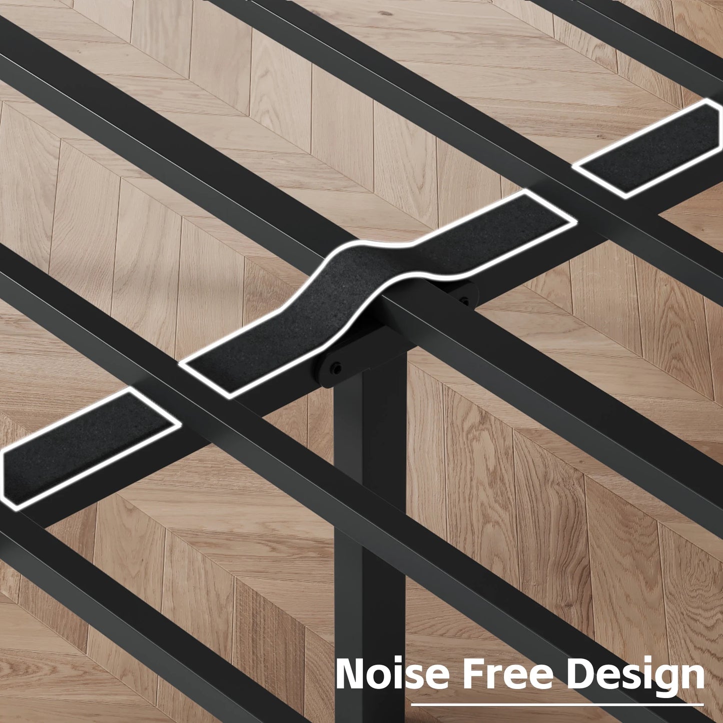 Bed Frame with Upholstered Headboard, Queen, Metal Support, No Box Spring Needed, Black