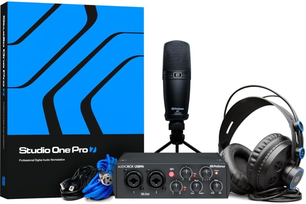 Audiobox USB 96 Bundle — USB Audio Interface, XLR Interface for Guitar, Device for PC & Mac, Complete Recording Package with Studio One Pro, Music Production, Home Studio