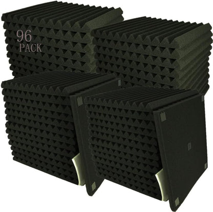 96 Pack 12" X 12" X 1" Acoustic Panels Studio Soundproofing Foam Wedge Tiles