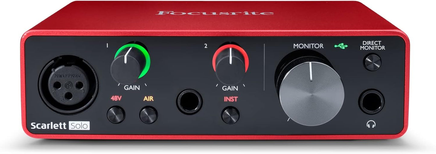 Scarlett Solo 3Rd Gen USB Audio Interface for Guitarists, Vocalists, Podcasters or Producers to Record and Playback Studio Quality Sound