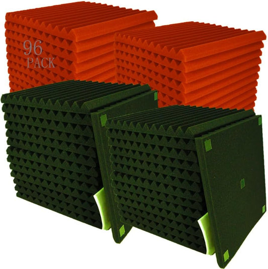 96 Pack 12" X 12" X 1" Acoustic Panels Studio Soundproofing Foam Wedge Tiles