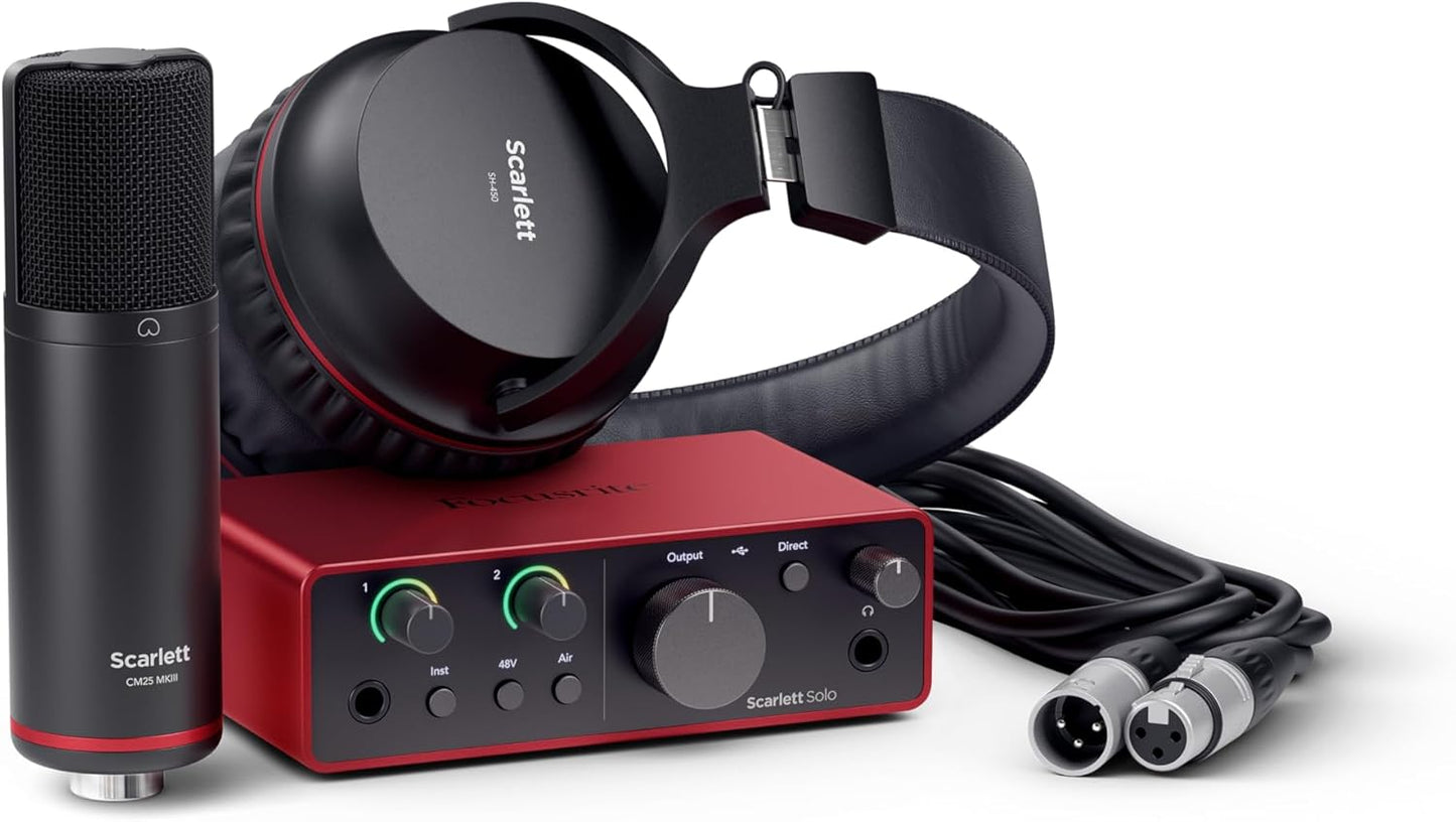 Scarlett Solo 3Rd Gen USB Audio Interface for Guitarists, Vocalists, Podcasters or Producers to Record and Playback Studio Quality Sound