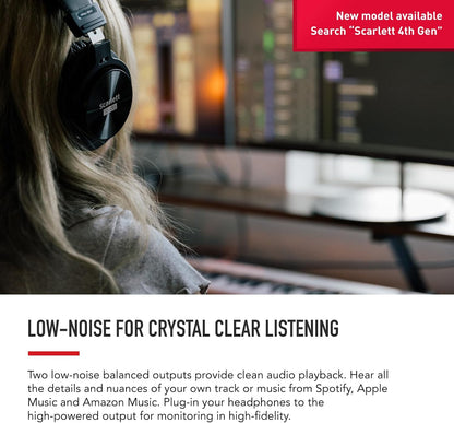 Scarlett Solo 3Rd Gen USB Audio Interface for Guitarists, Vocalists, Podcasters or Producers to Record and Playback Studio Quality Sound