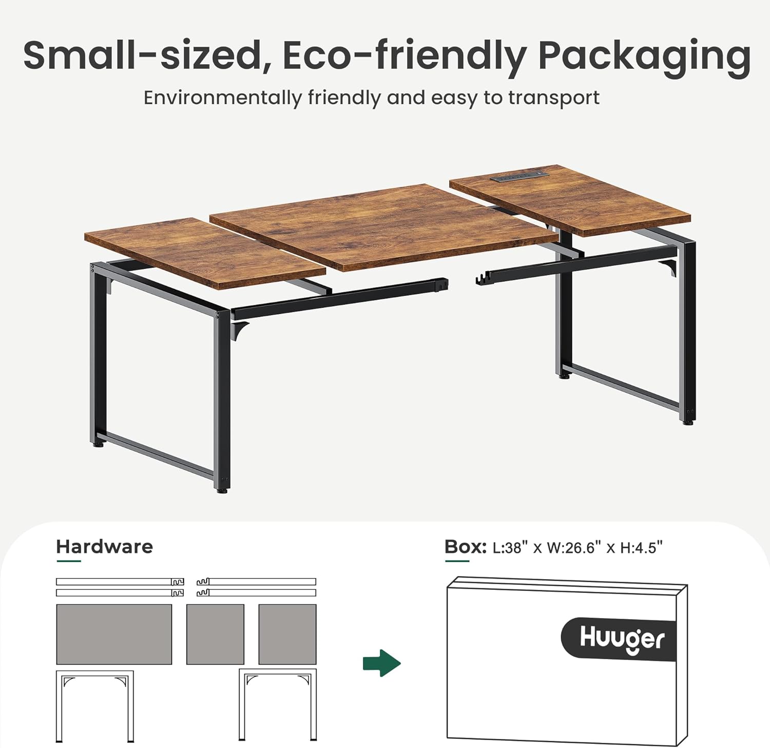 71" x 31.5" Heavy-Duty Office Desk with Power Outlets & USB-C: Sturdy Metal Frame, 1.2" Thick Rustic Brown Desktop for Home Office