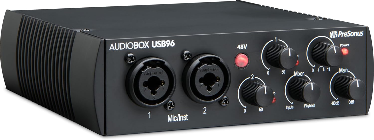 Audiobox USB 96 Bundle — USB Audio Interface, XLR Interface for Guitar, Device for PC & Mac, Complete Recording Package with Studio One Pro, Music Production, Home Studio