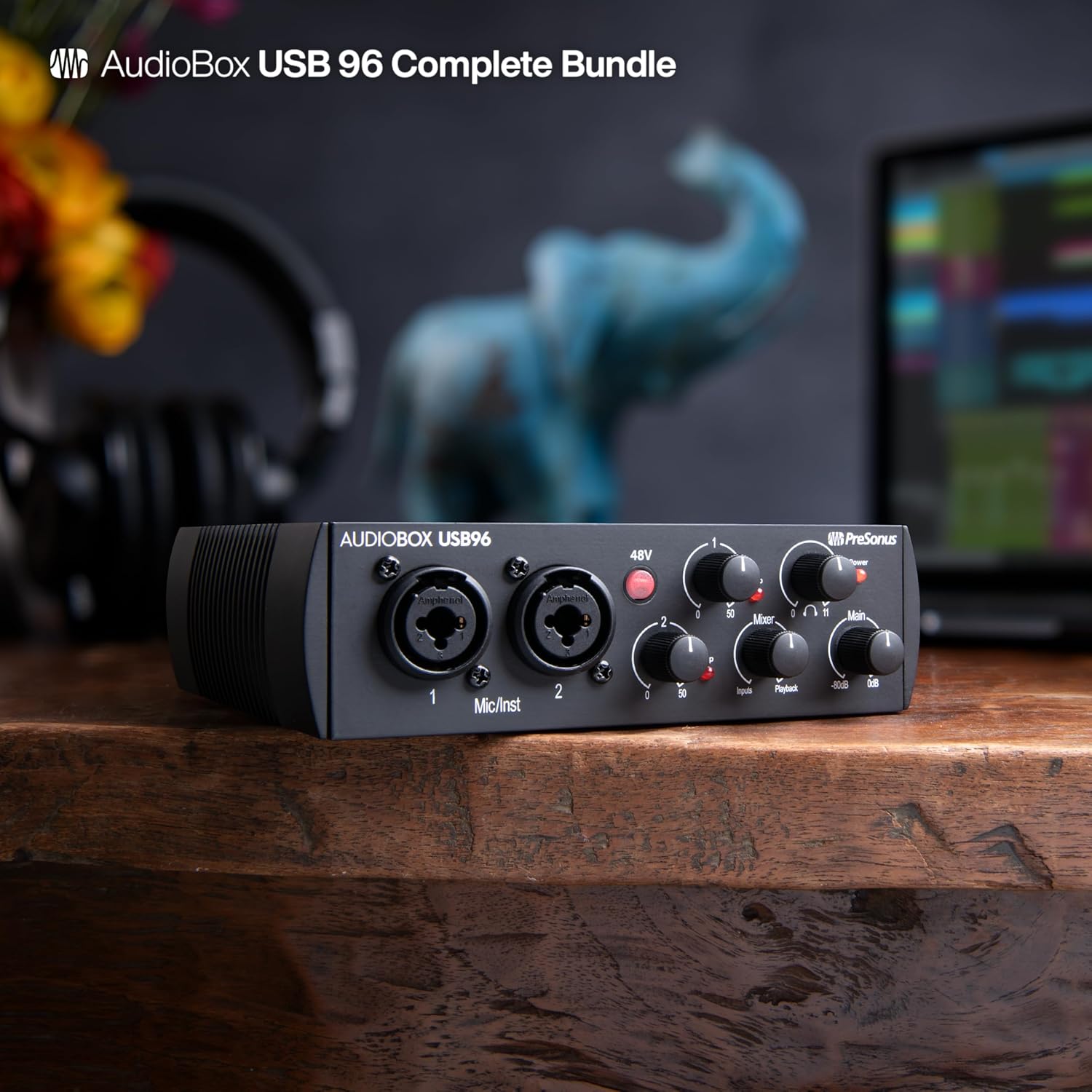 Audiobox USB 96 Bundle — USB Audio Interface, XLR Interface for Guitar, Device for PC & Mac, Complete Recording Package with Studio One Pro, Music Production, Home Studio